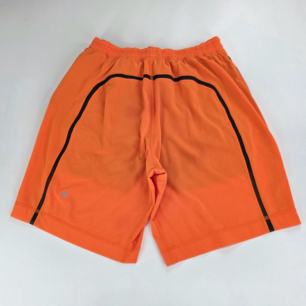 Lululemon Mens Lined Training Shorts Orange Reflective Athletic Gym Running... - Picture 2 of 11